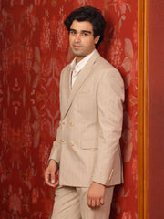 Beige Striped Tuxedo Suit