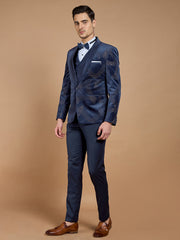 Blue Printed Casual Wear Suit