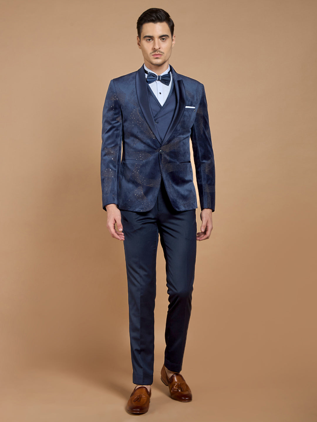 Blue Printed Casual Wear Suit