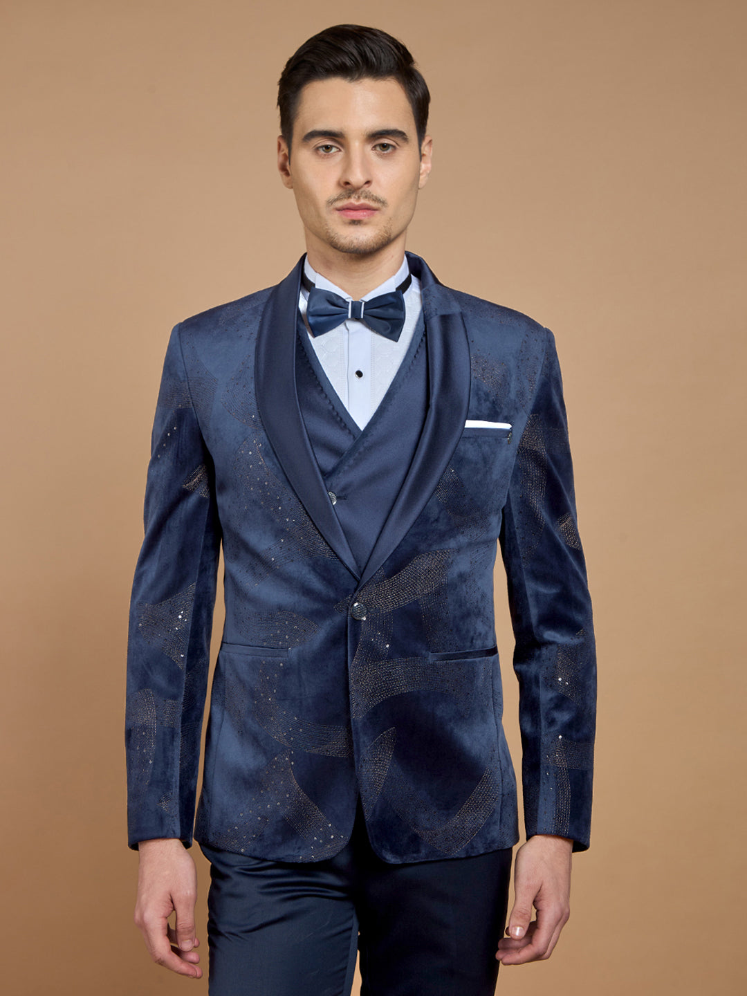 Blue Printed Casual Wear Suit