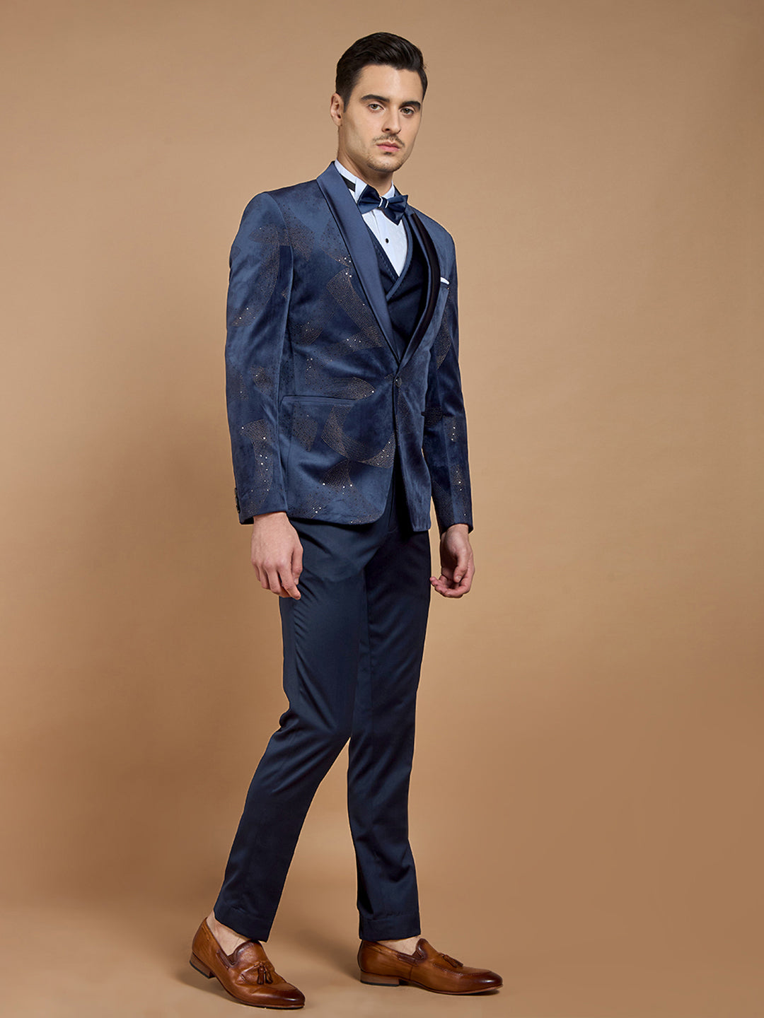 Blue Printed Casual Wear Suit