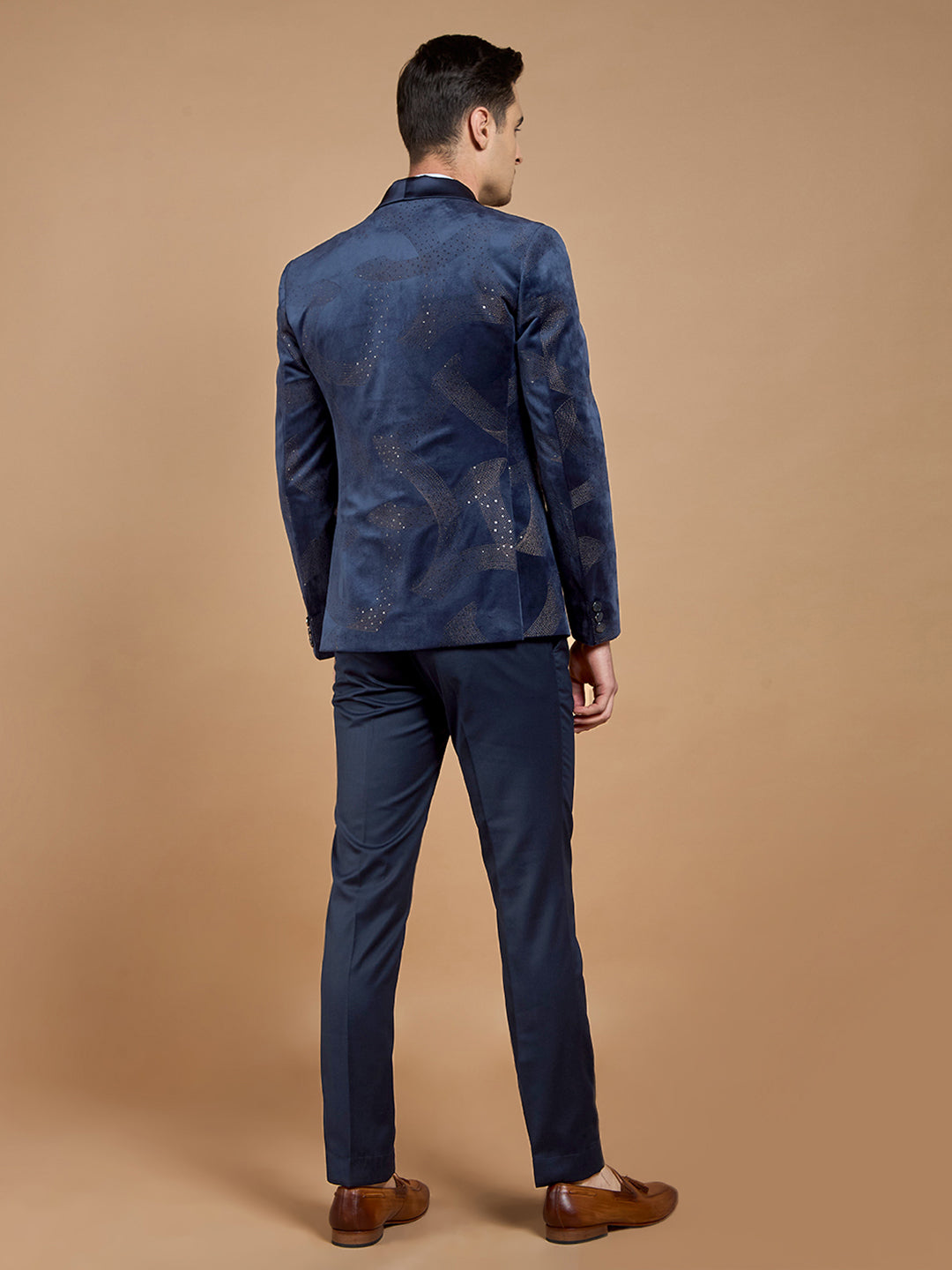 Blue Printed Casual Wear Suit