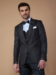 Black Textured Casual Wear Suit