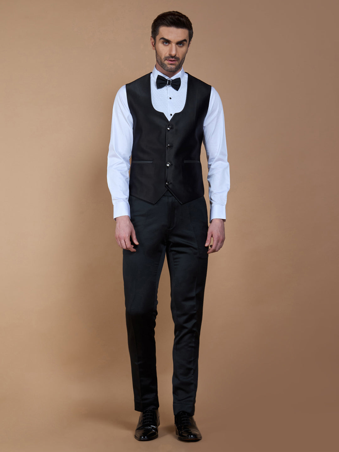 Black Textured Casual Wear Suit