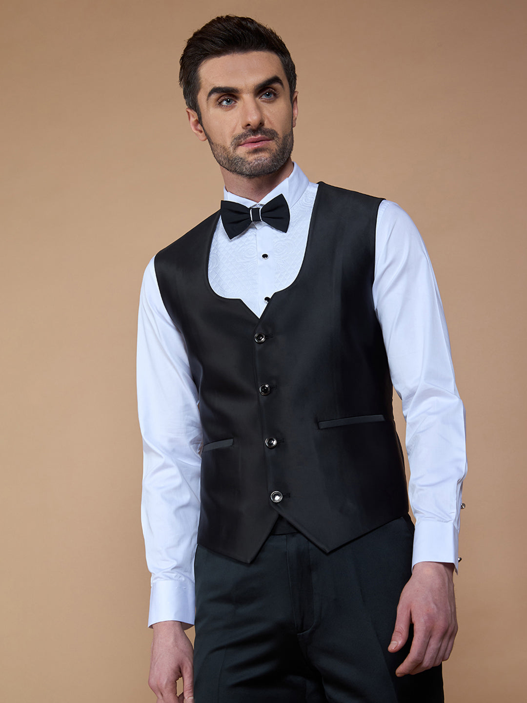 Black Textured Casual Wear Suit