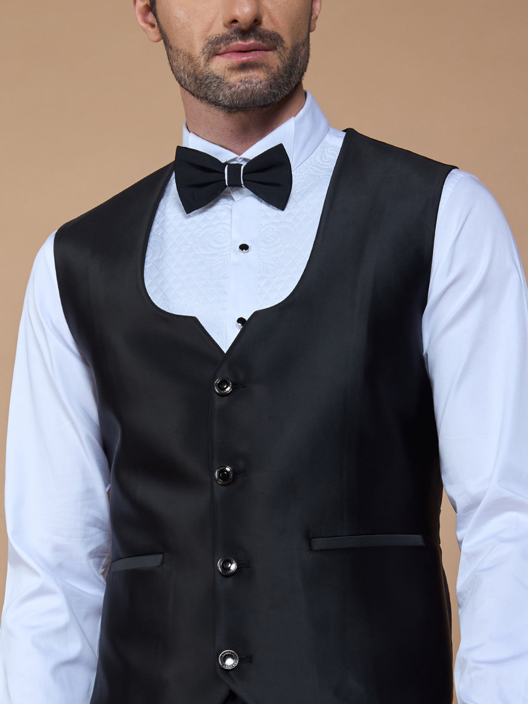 Black Textured Casual Wear Suit