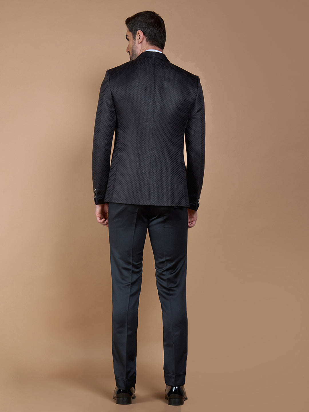 Black Textured Casual Wear Suit