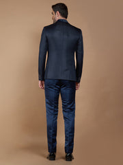 Blue Textured Casual Wear Suit