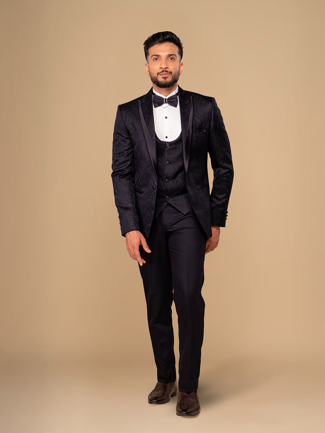 Men's Dark Purple Tuxedo With Notched Collar Suit