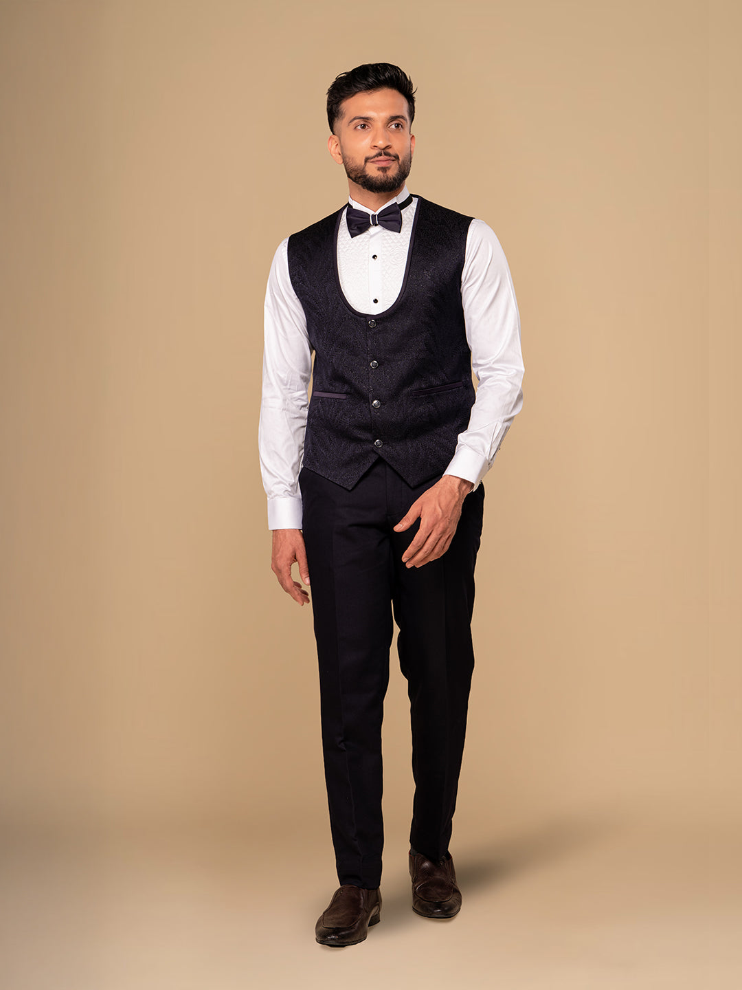 Men's Dark Purple Tuxedo With Notched Collar Suit
