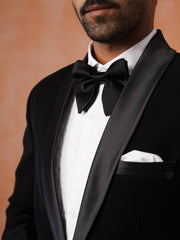 Solid Black Single Breasted 2 Piece Suit