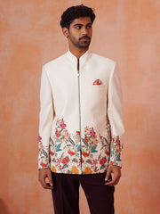 Floral Jacket With Zip Deatils