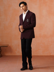 Maroon Solid Notch Collar Jacket