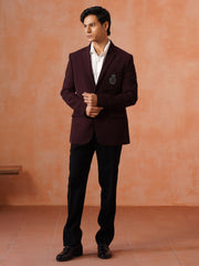 Maroon Solid Notch Collar Jacket
