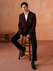 Maroon Solid Notch Collar Jacket