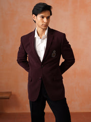 Maroon Solid Notch Collar Jacket