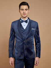 Blue Printed Casual Wear Suit