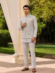 Classic Grey Nehru Jacket – Festive & Wedding Wear