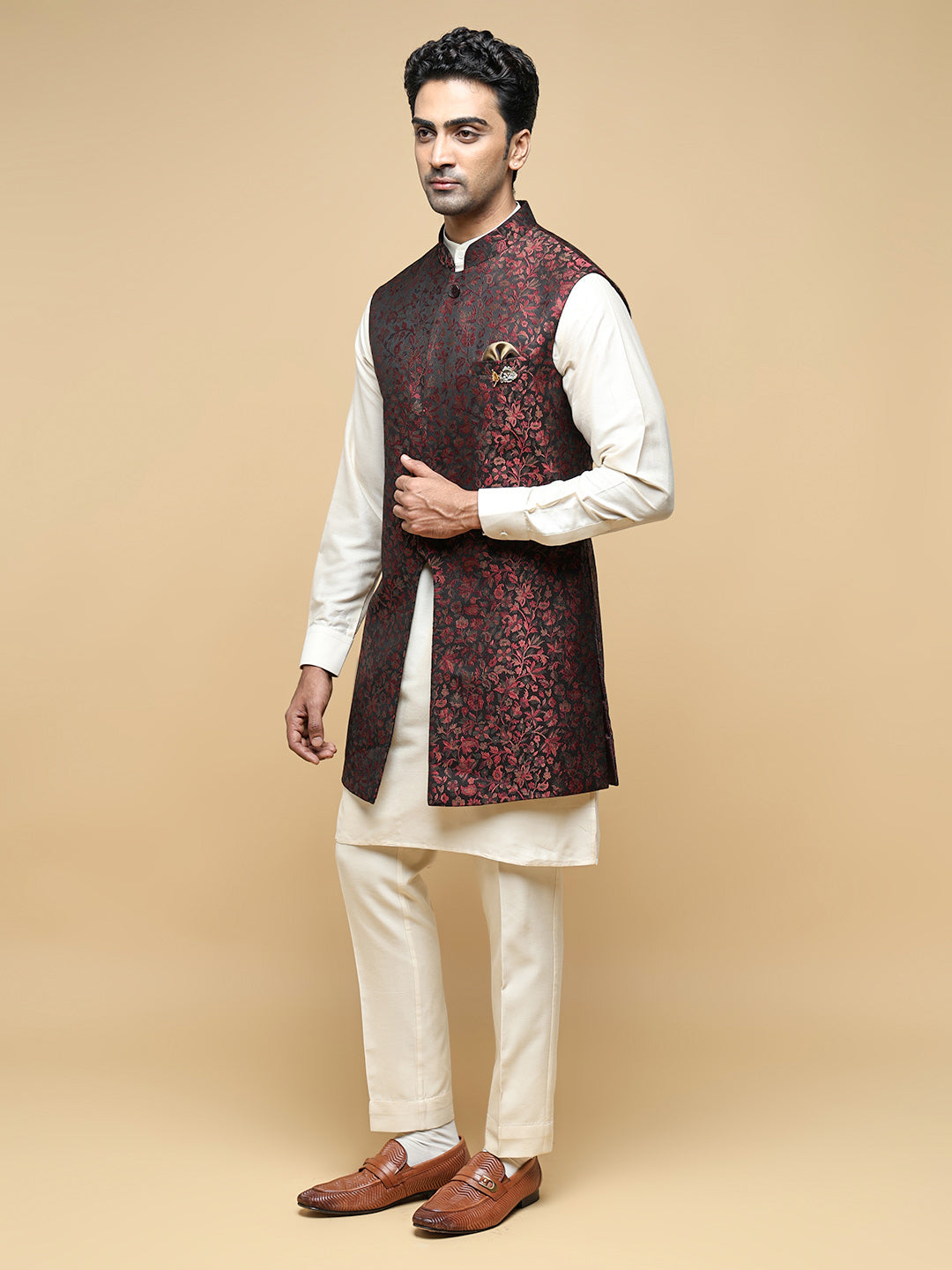 Men’s Kurta, Trouser & Long Waistcoat Set