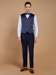Men's Navy Blue Printed Tuxedo