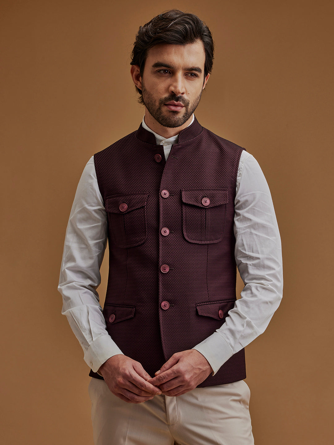 Textured Maroon Bundi