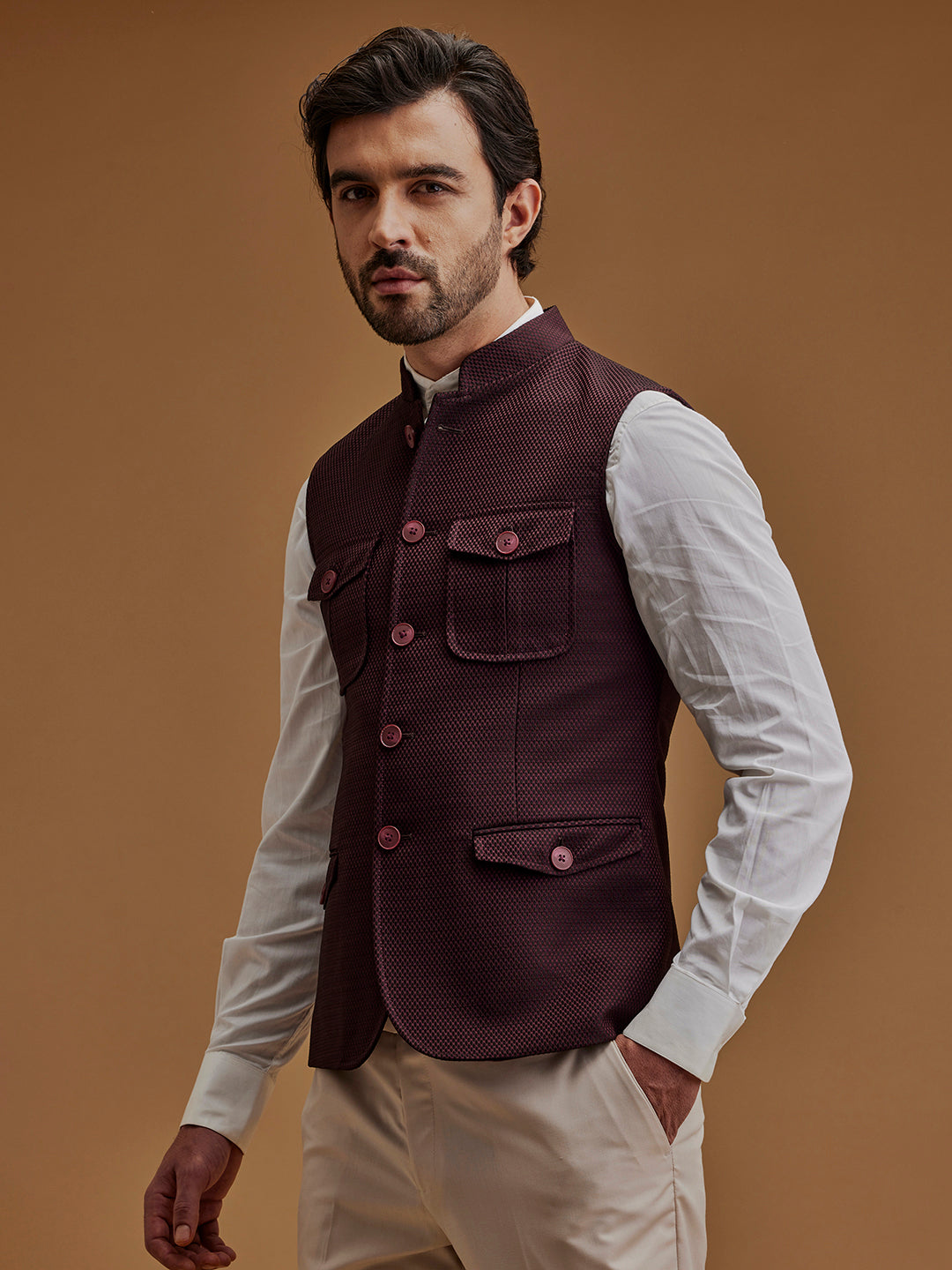 Textured Maroon Bundi