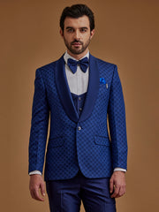 Royal Blue Printed Five Piece Suit