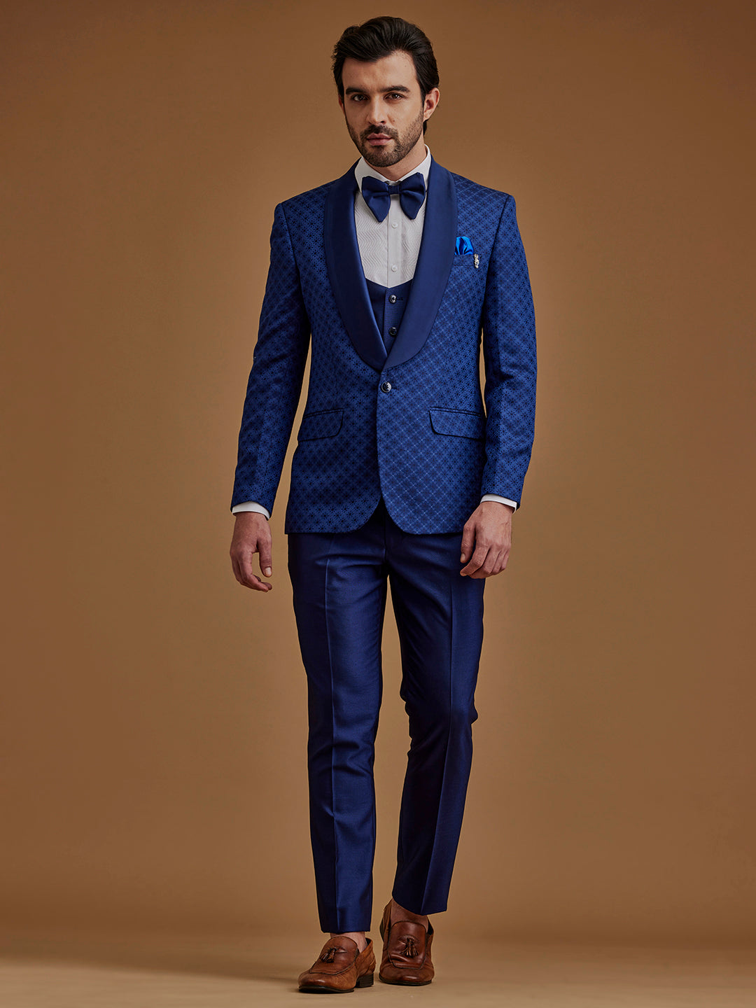 Royal Blue Printed Five Piece Suit