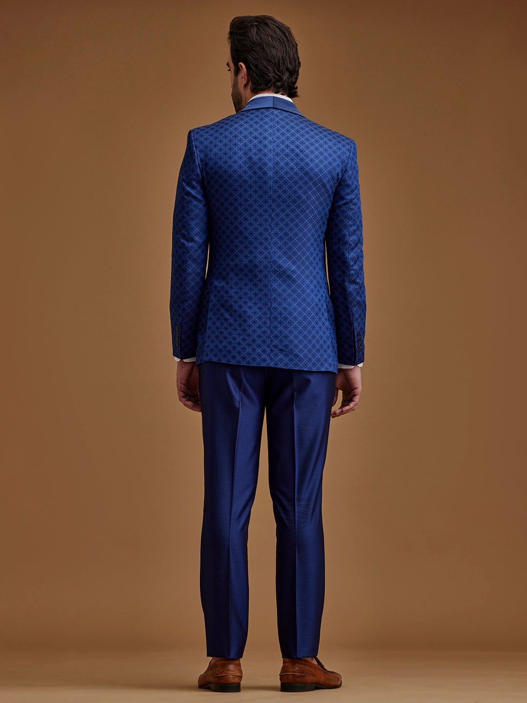 Royal Blue Printed Five Piece Suit