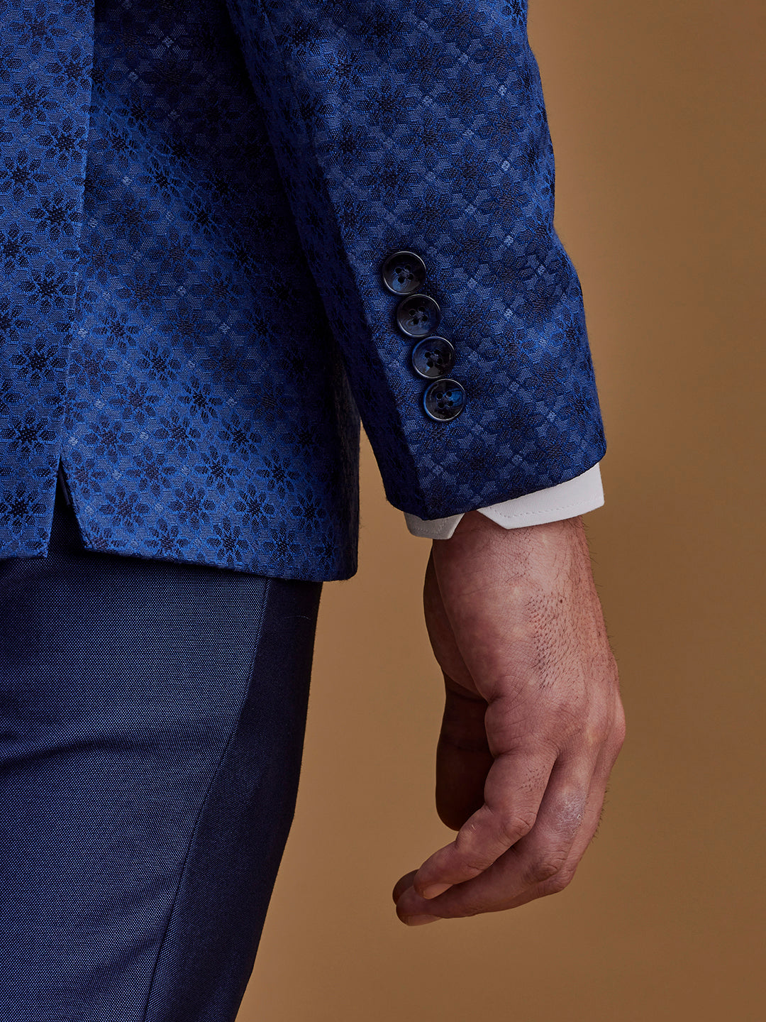 Royal Blue Printed Five Piece Suit