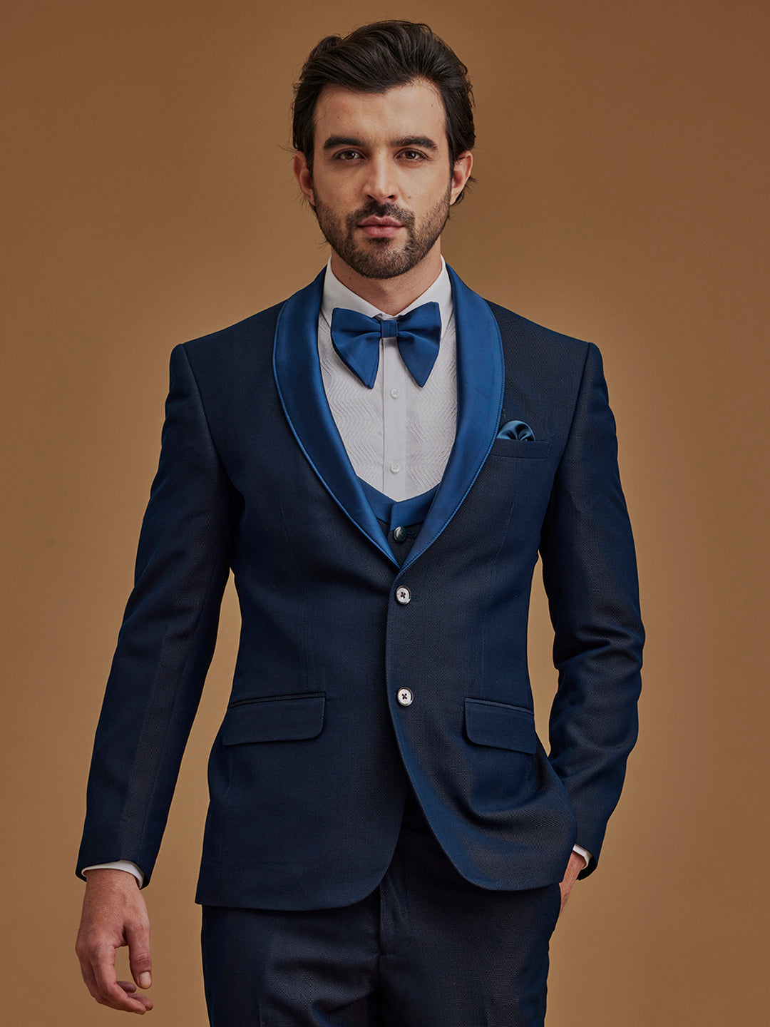 Double Toned Textured Two Piece Suit