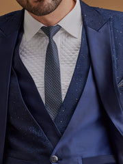 Navy Blue Floral 5-Piece Single-Breasted Suit