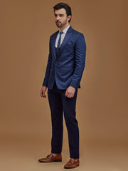 Floral Blue Single Breasted Five Piece Suit