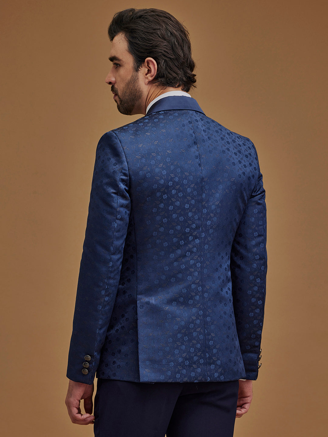 Floral Blue Single Breasted Five Piece Suit