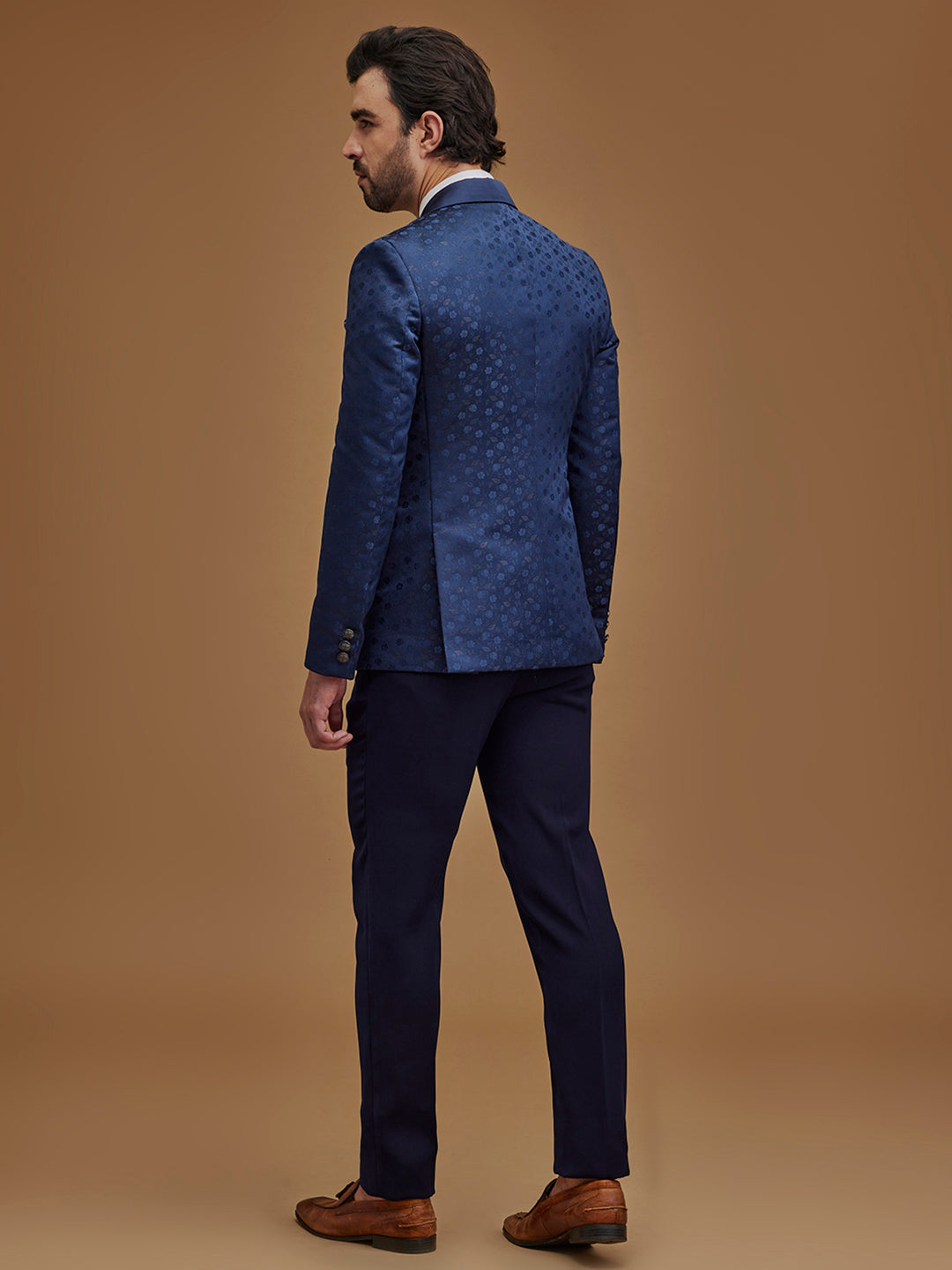 Floral Blue Single Breasted Five Piece Suit