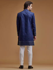 Embroidered Zari Work Navy Blue Achkan