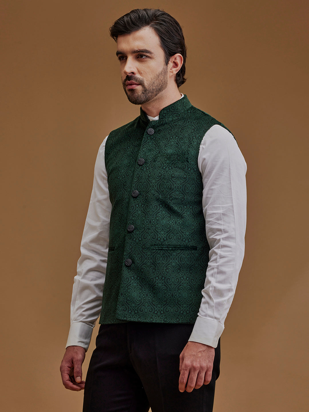 Printed Dark Green Bundi