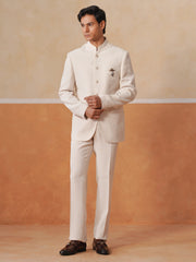 Men Cream 2-Piece Bandhgala Set