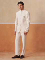 Men Cream 2-Piece Bandhgala Set