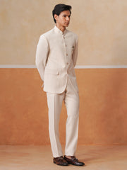 Men Cream 2-Piece Bandhgala Set