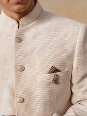 Men Cream 2-Piece Bandhgala Set