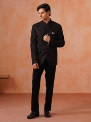 Brown Embroidered Indo Western 2-Piece Bandhgala