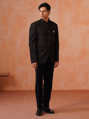 Brown Embroidered Indo Western 2-Piece Bandhgala