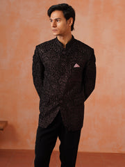 Brown Embroidered Indo Western 2-Piece Bandhgala