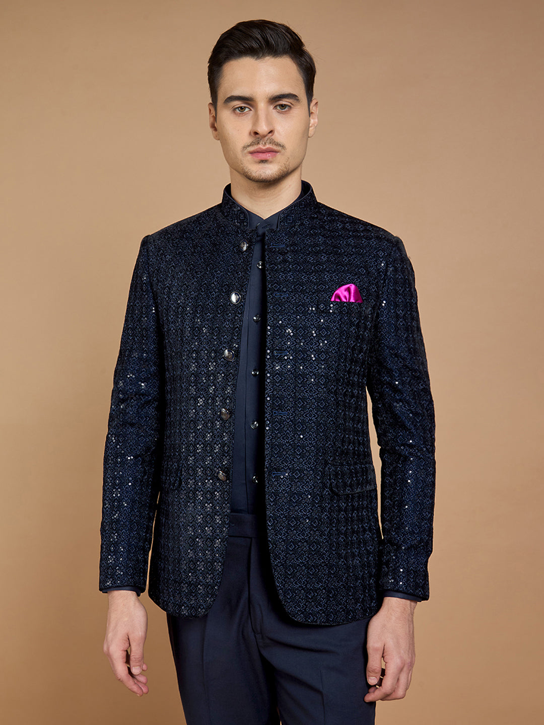 Mandarin Collar Bandhgala 2-Piece Suit