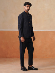 Blue Solid Indo Western 2-Piece Bandhgala