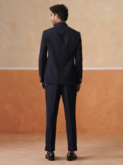 Blue Solid Indo Western 2-Piece Bandhgala