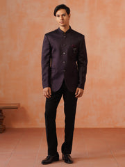 Men Maroon 3-Piece Bandhgala Set