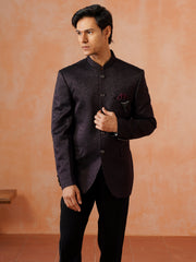 Men Maroon 3-Piece Bandhgala Set