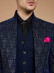 Navy Blue Sequins Suit